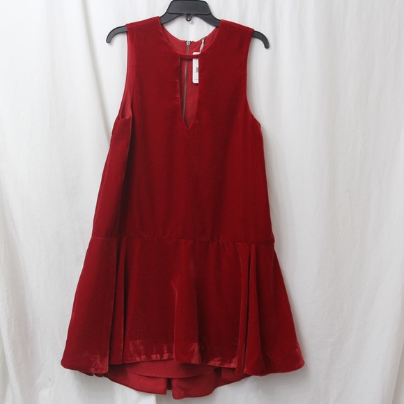NWT Free People Soft Focus Red Velvet Mini Dress S - Picture 2 of 8